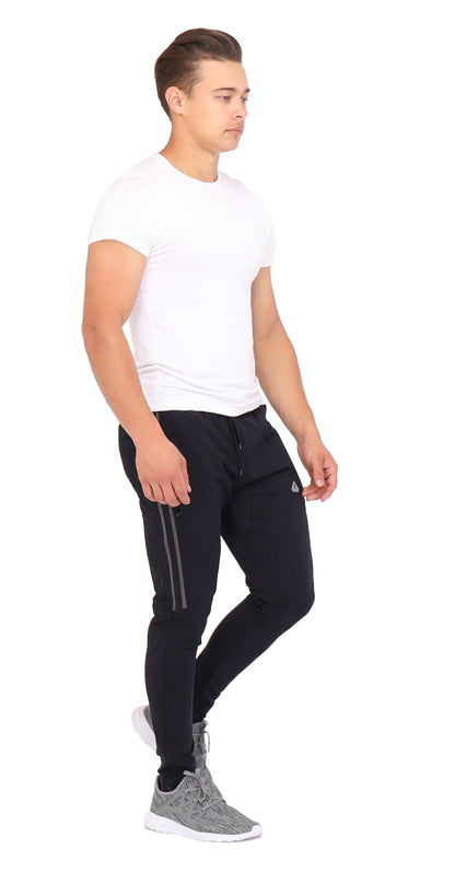 Ultimate Flex Jogger Sweatpants by SCR Sportswear, men's black joggers with side stripes on Tampa Home & Garden Store