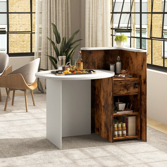 Front Reception Office Desk with Open Shelf and Drawer-Brown & White - Tampa Home & Garden Store