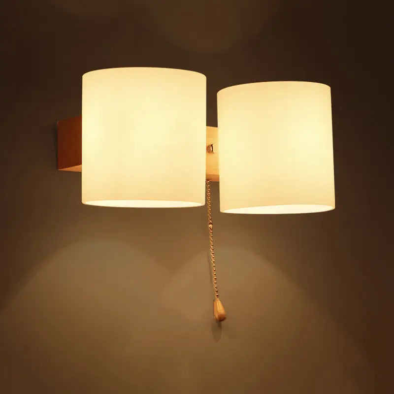 Glass Copper Wall Lamp Decorbites dual cream shade wall sconce with pull chain on Tampa Home & Garden Store