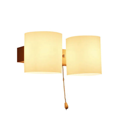 Glass Copper Wall Lamp by Decorbites, double frosted cylinders with pull chain on Tampa Home & Garden Store