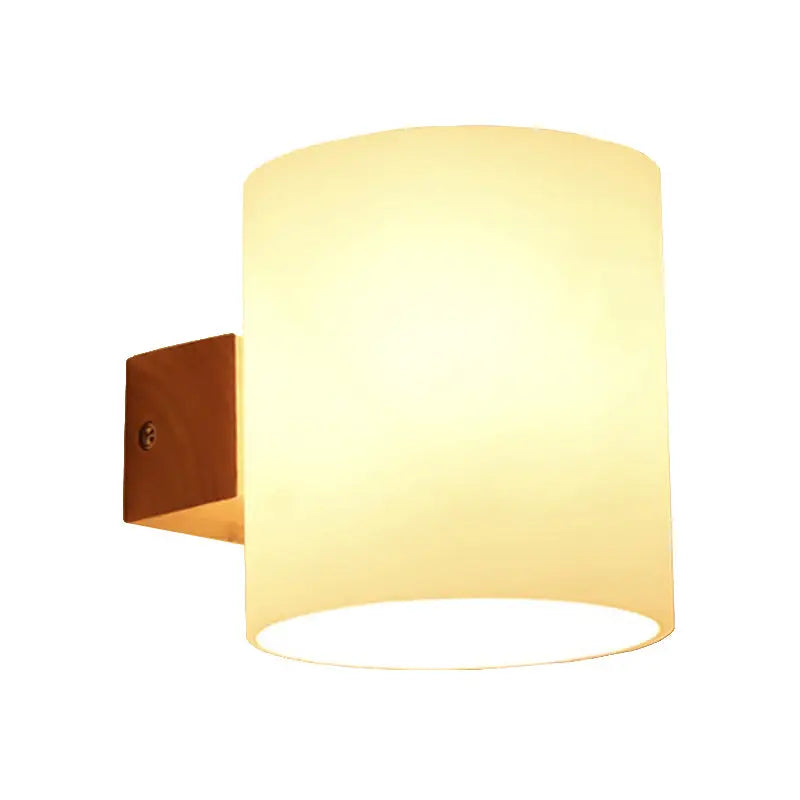 Glass Copper Wall Lamp with cylindrical frosted shade and copper wall mount on Tampa Home & Garden Store