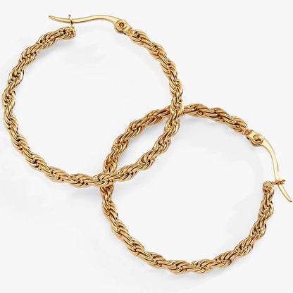 Frozen French Rope Hoop Earrings gold-tone twisted rope design by ALEX AND ANI on Tampa Home & Garden Store