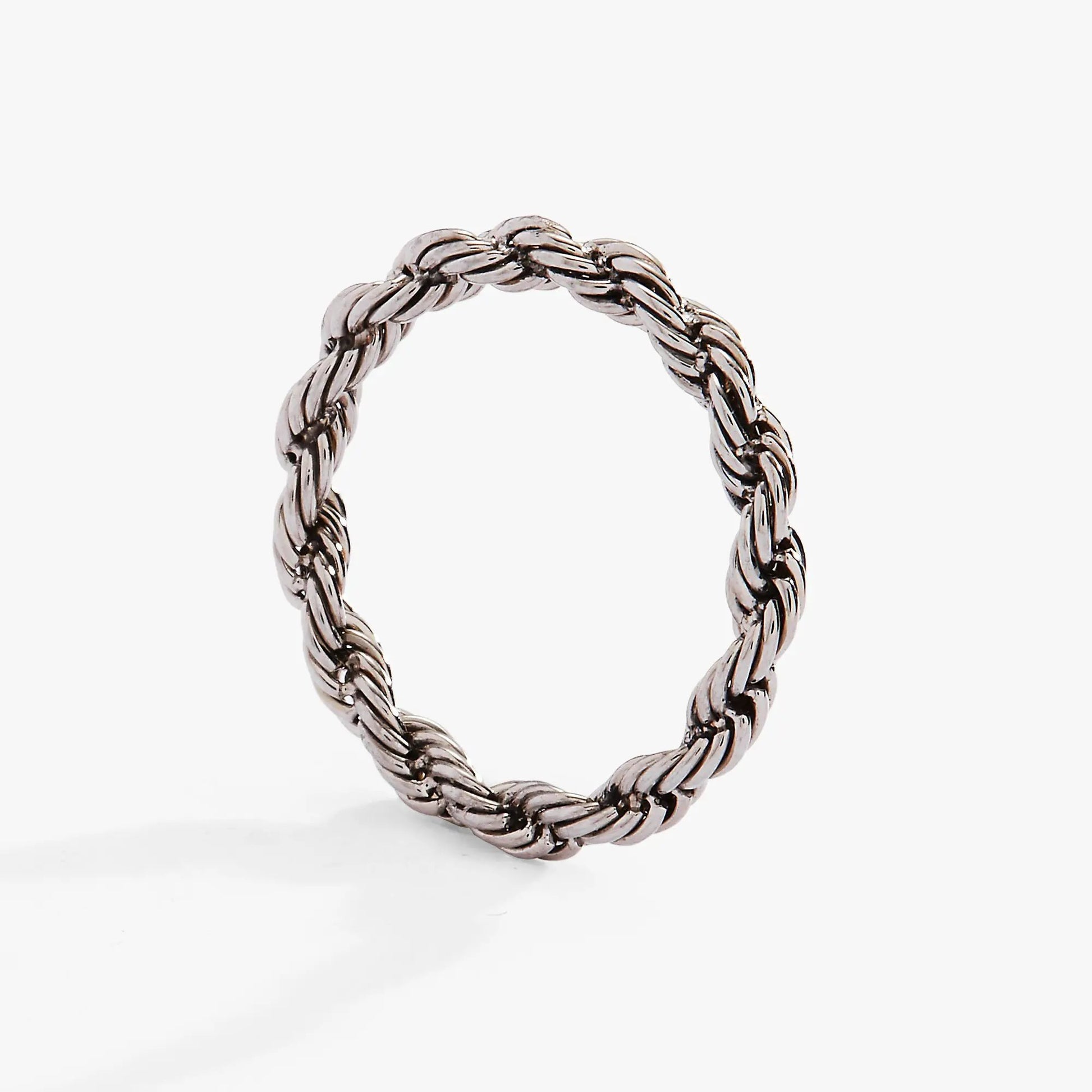 Frozen French Rope Ring, silver-tone twisted rope band on Tampa Home & Garden Store