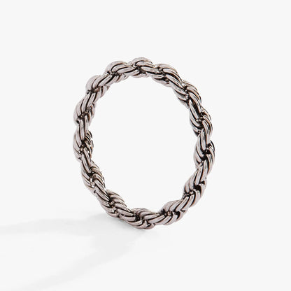 Frozen French Rope Ring, silver-tone twisted rope band on Tampa Home & Garden Store