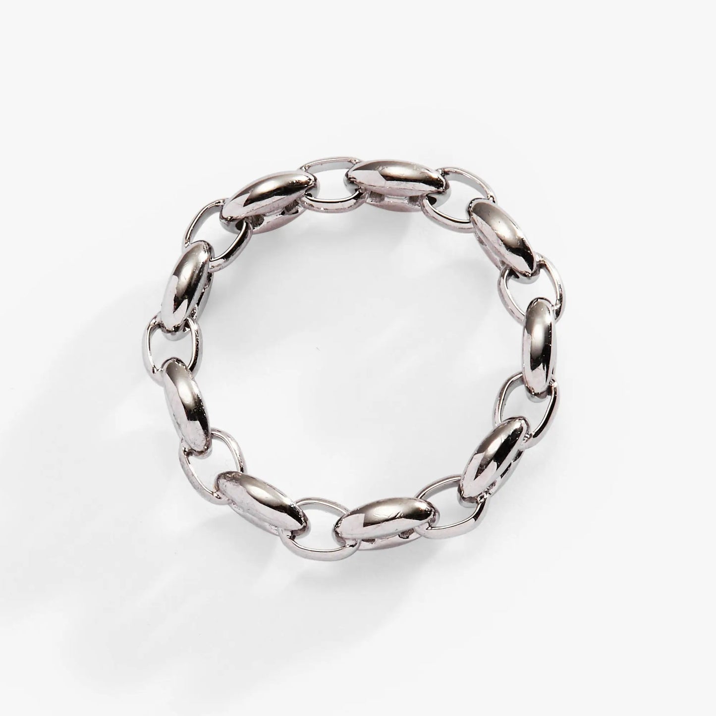 Frozen Mariner Chain Ring by Alex and Ani, silver-tone linked ring with oval links on Tampa Home & Garden Store
