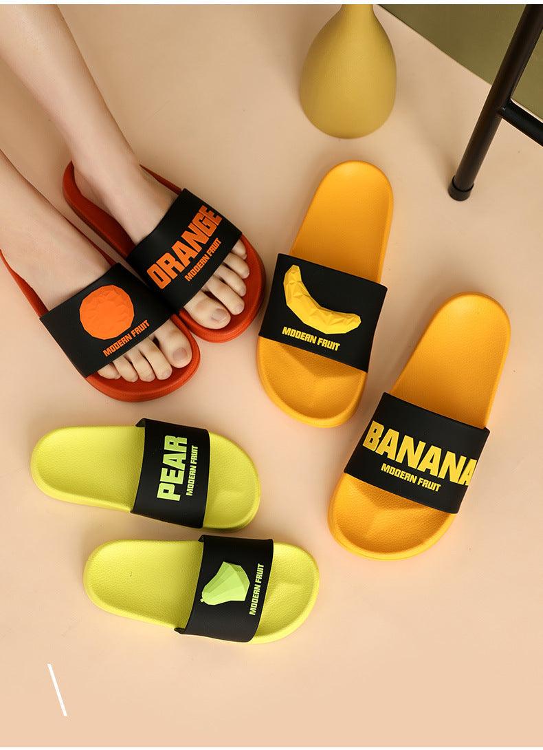 Women fruit slides elastic non slip slippers set of 4 in orange banana pear lime by Stevvex on Tampa Home & Garden Store