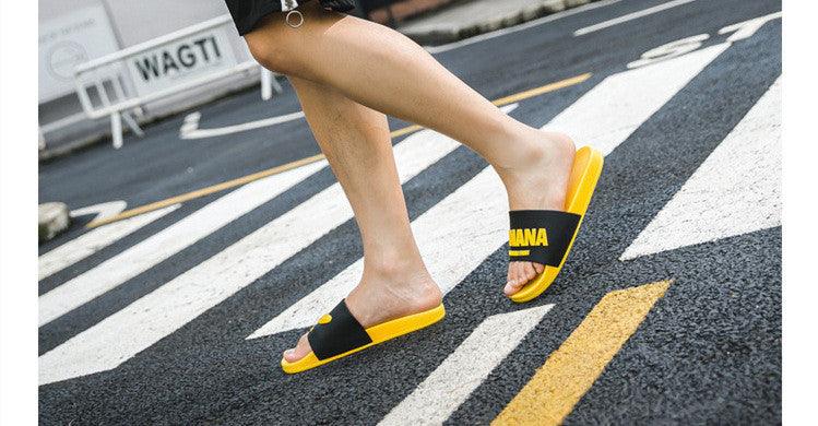 Women Fruit Slides Elastic Non Slip Bath Slippers, Stevvex black strap, yellow sole sandals on Tampa Home & Garden Store