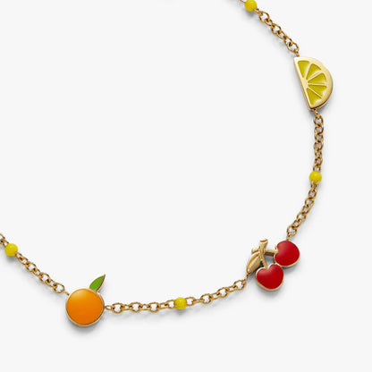 Fruit Inline Charm Anklet with citrus slice charms and yellow beads in gold by ALEX AND ANI on Tampa Home & Garden Store