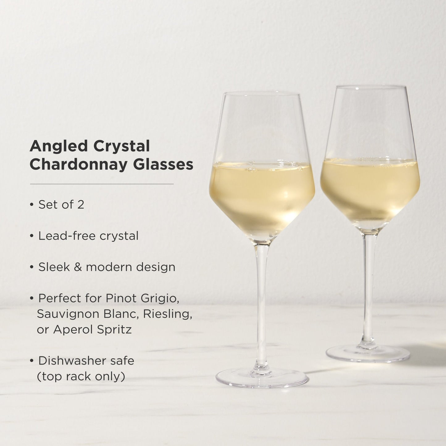 Raye Angled Chardonnay Crystal Glasses Set of 2