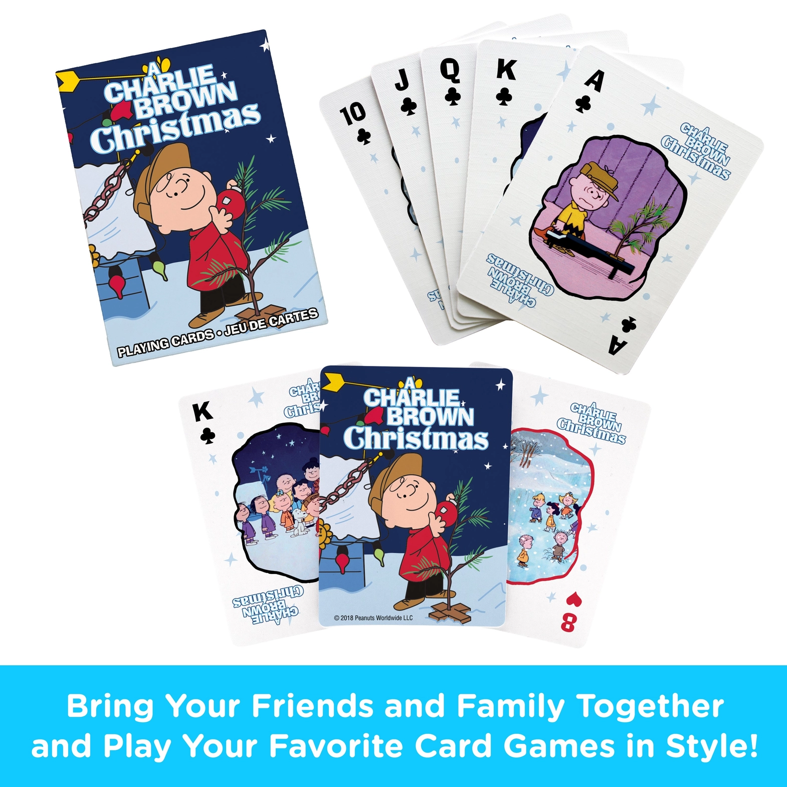 Peanuts Charlie Brown Christmas playing cards blue box by The Country Christmas Loft on Tampa Home & Garden Store