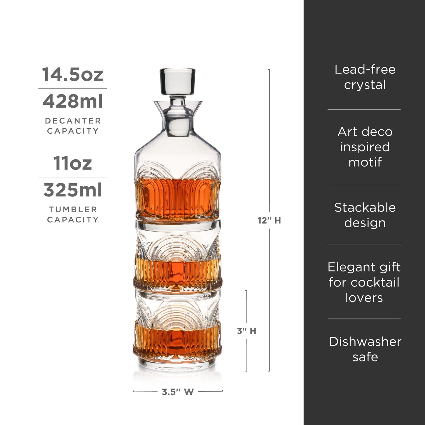 Beau Stacking Decanter Set with the Two Glasses