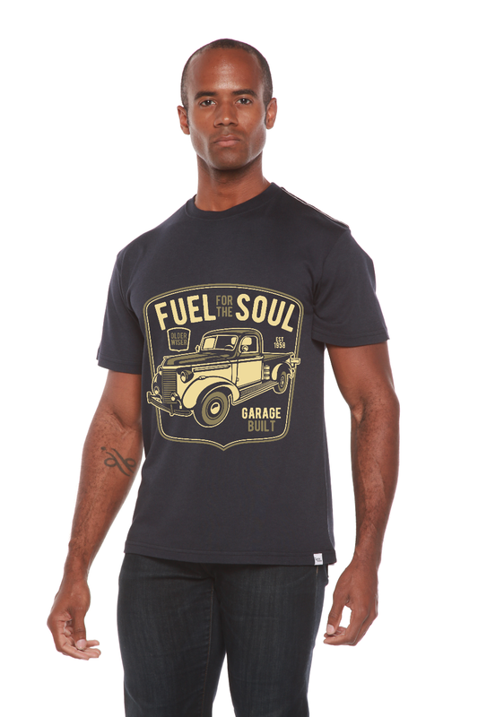 Fuel For The Soul men's bamboo viscose/cotton graphic tee navy with truck print Spun Bamboo on Tampa Home & Garden Store