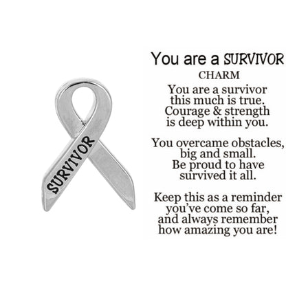 You Are a Survivor charm with SURVIVOR inscription and card The Country Christmas Loft on Tampa Home & Garden Store