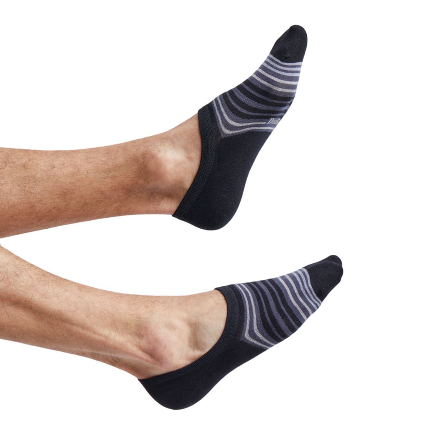 Full F21 No-Show Sock 6-Pack DeadSoxy striped navy footie socks with light blue bands on Tampa Home & Garden Store