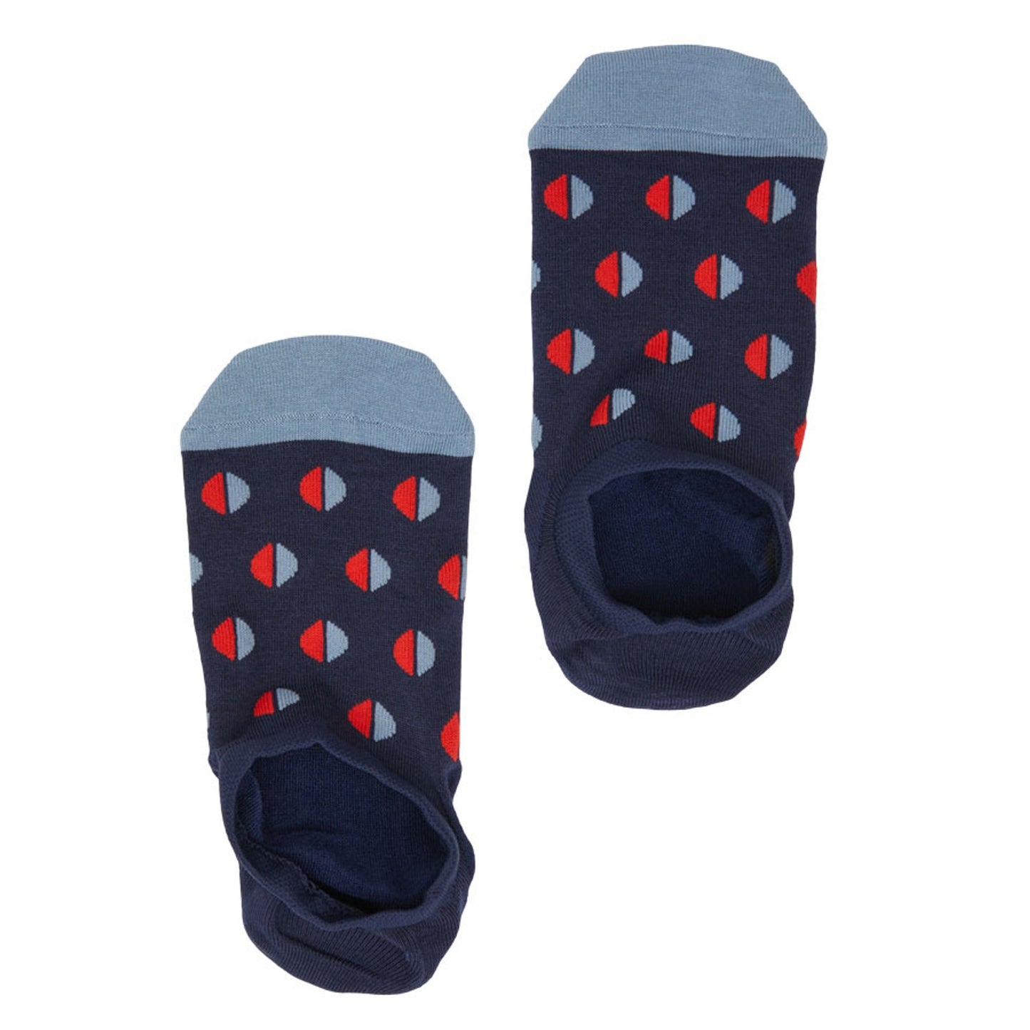 Full F21 No-Show Sock 6-Pack navy footie with light blue cuff and red/blue dot pattern DeadSoxy on Tampa Home & Garden Store