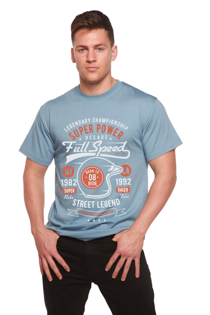 Full Speed men's bamboo viscose/organic cotton short sleeve T-shirt blue print on Tampa Home & Garden Store