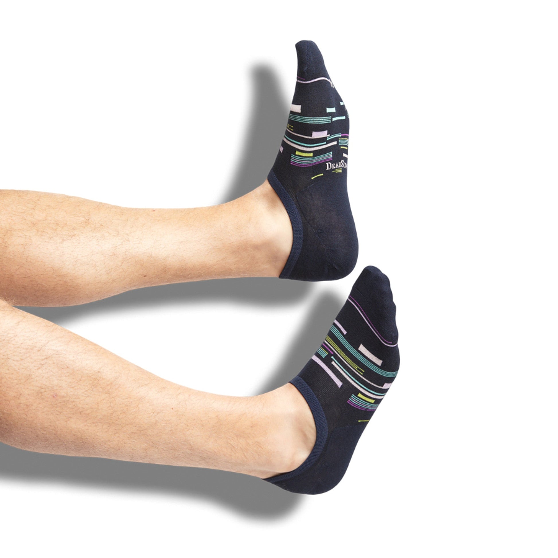 Full SS22 No-Show Sock 5-Pack by DeadSoxy navy footie socks with multicolor striped pattern on Tampa Home & Garden Store