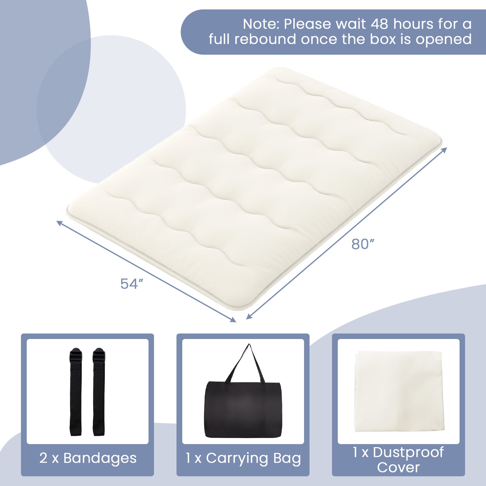 GemGear Futon Mattress Floor Sleeping Pad with Washable Beige Cover, 54x80 in on Tampa Home & Garden Store