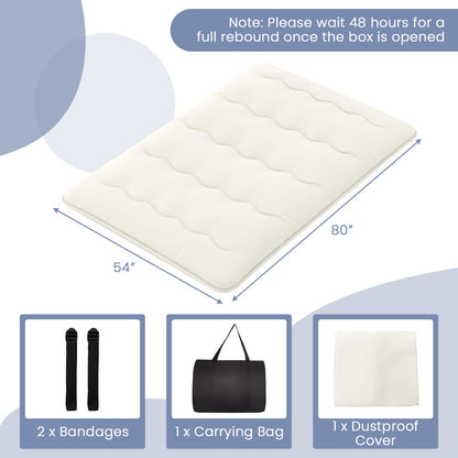 GemGear Futon Mattress Floor Sleeping Pad with Washable Beige Cover, 54x80 in on Tampa Home & Garden Store