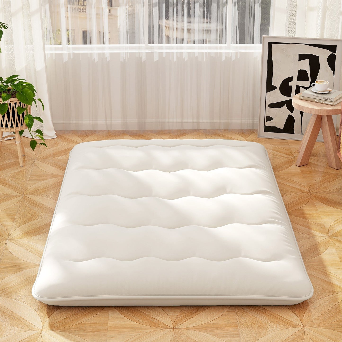 GemGear futon mattress floor sleeping pad with washable beige cover on Tampa Home & Garden Store