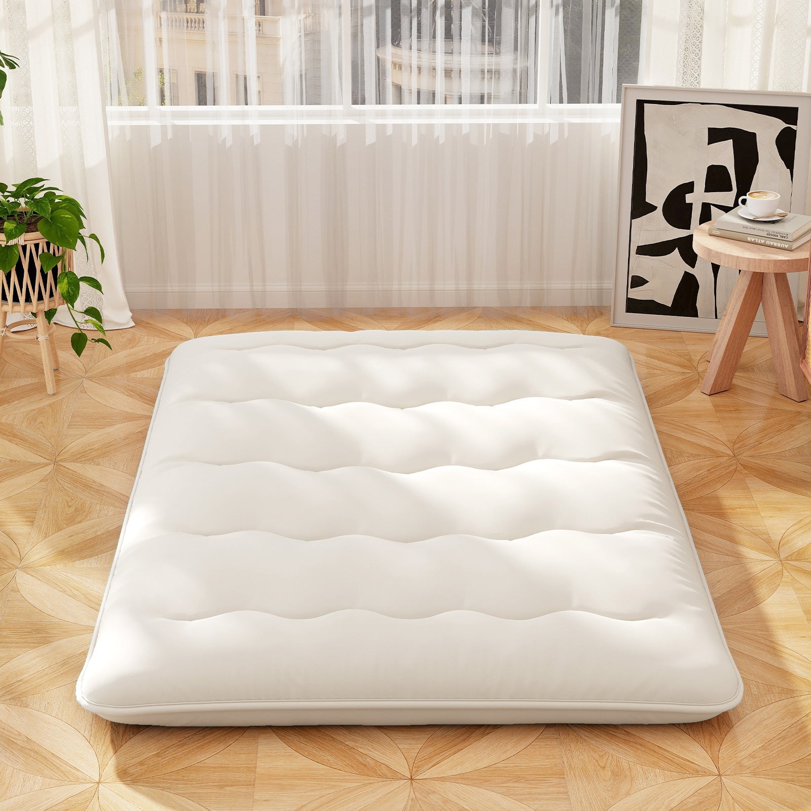 GemGear futon mattress floor sleeping pad with washable beige cover on Tampa Home & Garden Store