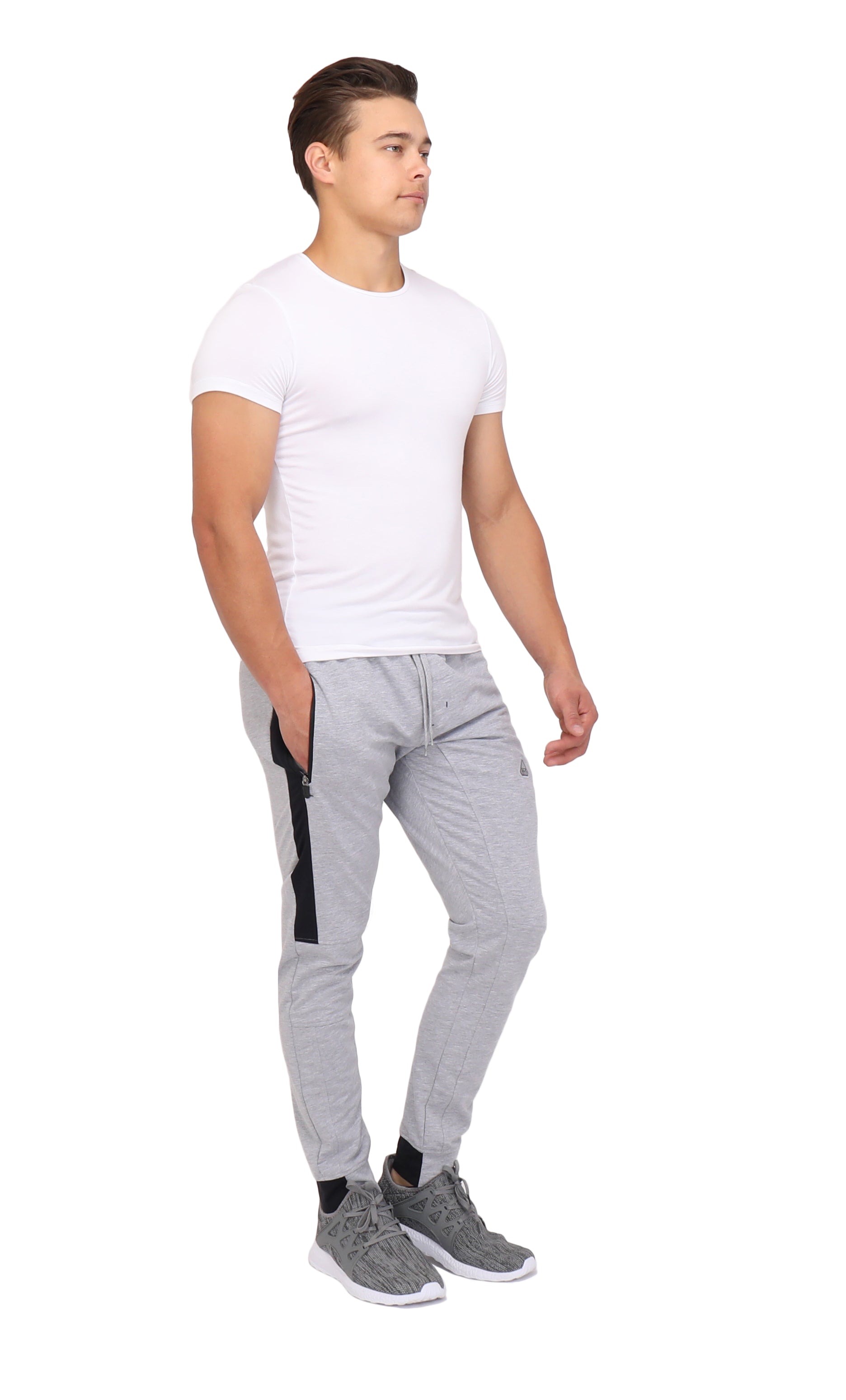 Infinite Flex Jogger Tall Fit SCR Sportswear men's joggers in grey with black side panels on Tampa Home & Garden Store