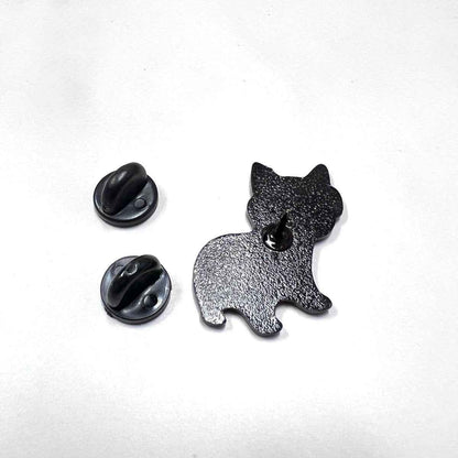 Corgi pin with diving goggles, Shaketea dog brooch, black finish, two butterfly backs on Tampa Home & Garden Store
