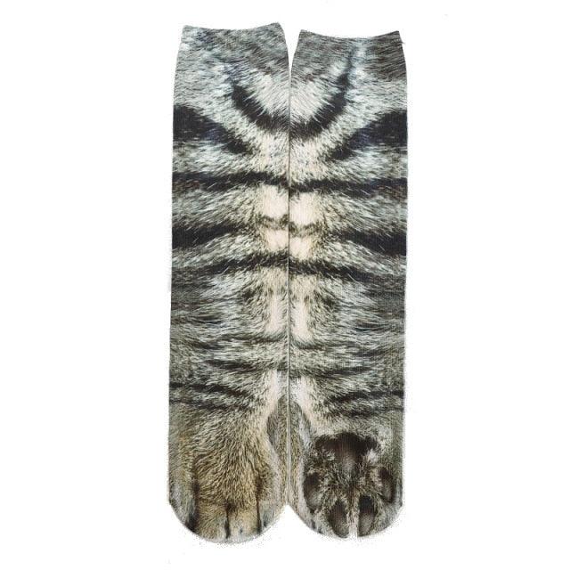 Knee-high socks with gray-black animal fur print, cotton blend, unisex on Tampa Home & Garden Store