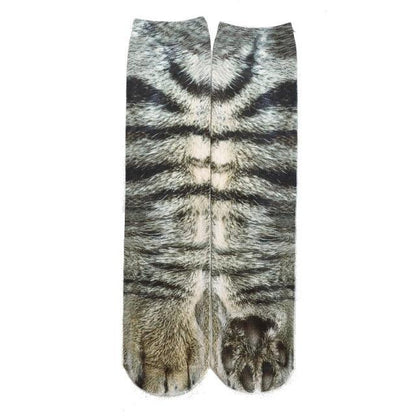 Knee-high socks with gray-black animal fur print, cotton blend, unisex on Tampa Home & Garden Store