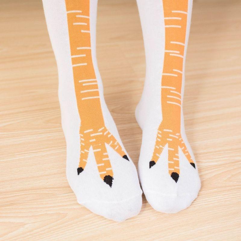 Stevvex knee socks white cotton over-knee with orange chicken leg pattern on Tampa Home & Garden Store