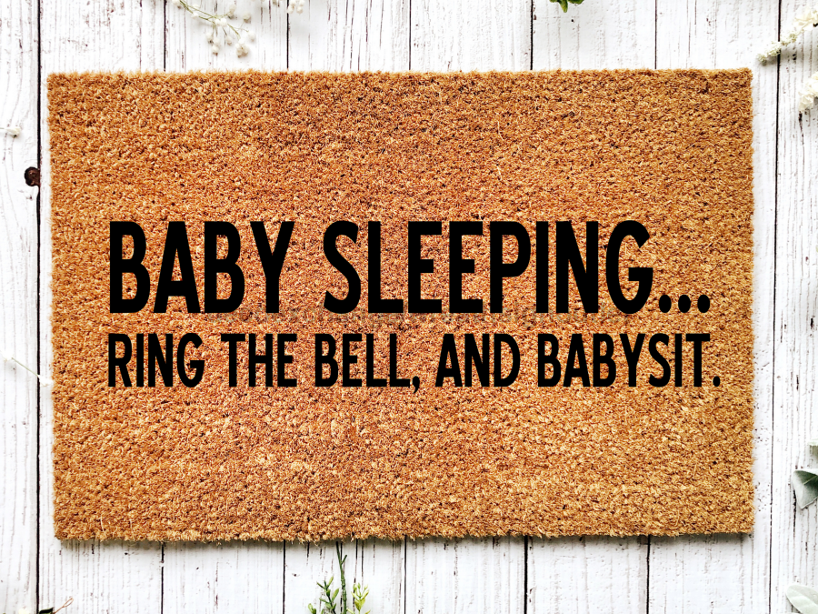 Funny Doormat, Coir Doormat, Welcome Mat, Housewarming Gift, Baby Sleeping Doormat, Baby Sleeping, Ring the Doorbell and Babysit Doormat, Front Door Doormat, Welcome Doormat, New Homeowner Gift DECOE-CM-073