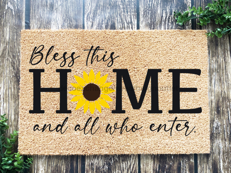 Funny Doormat, Coir Doormat, Welcome Mat, Housewarming Gift, Bless This Home and All Who Enter Doormat, Front Door Doormat, Sunflower Doormat, New Homeowner Gift DECOE-CM-149 - Tampa soil911.com