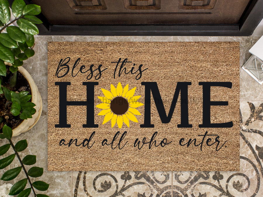 Funny Doormat, Coir Doormat, Welcome Mat, Housewarming Gift, Bless This Home and All Who Enter Doormat, Front Door Doormat, Sunflower Doormat, New Homeowner Gift DECOE-CM-149 - Tampa soil911.com