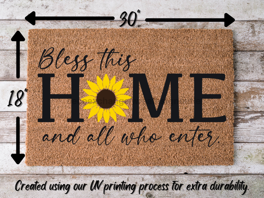 Funny Doormat, Coir Doormat, Welcome Mat, Housewarming Gift, Bless This Home and All Who Enter Doormat, Front Door Doormat, Sunflower Doormat, New Homeowner Gift DECOE-CM-149 - Tampa soil911.com