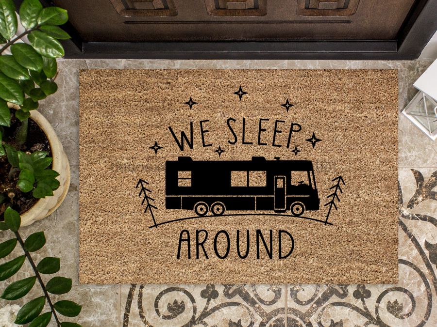 Funny RV Doormat "We Sleep Around" Camper Doormat - Tampa soil911.com