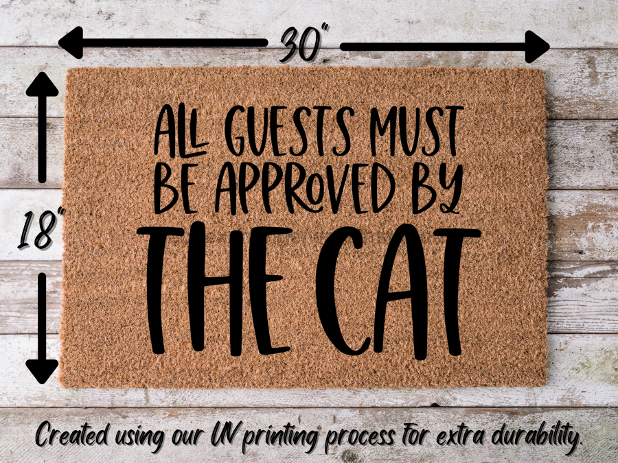 Funny Doormat, Coir Doormat, Welcome Mat, Housewarming Gift, Cat Doormat, All Guests Must Be Approved by the Cat Doormat, Front Door Doormat, Welcome Doormat, New Homeowner Gift DECOE-CM-071
