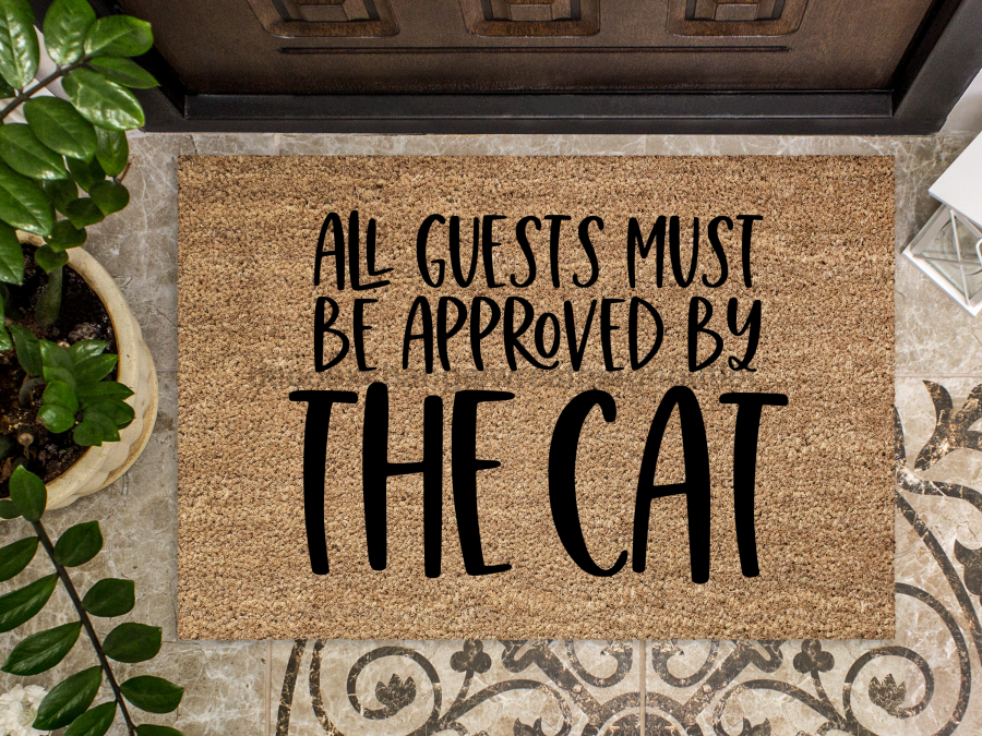 Funny Doormat, Coir Doormat, Welcome Mat, Housewarming Gift, Cat Doormat, All Guests Must Be Approved by the Cat Doormat, Front Door Doormat, Welcome Doormat, New Homeowner Gift DECOE-CM-071