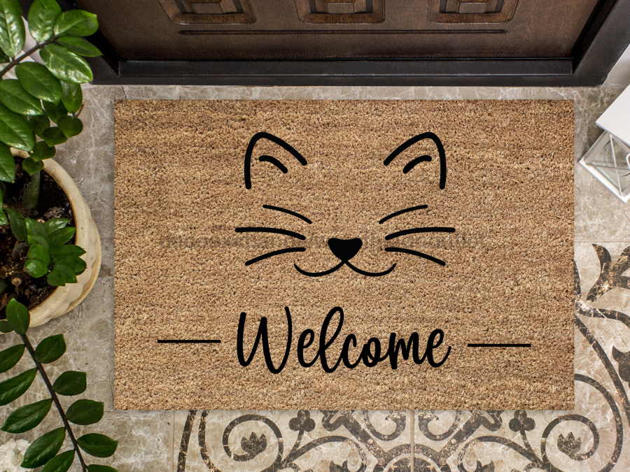 Funny Doormat, Coir Doormat, Welcome Mat, Housewarming Gift, Welcome (cat) Doormat, Cat Front Door Doormat, Welcome Doormat, New Homeowner Gift DECOE-CM-083