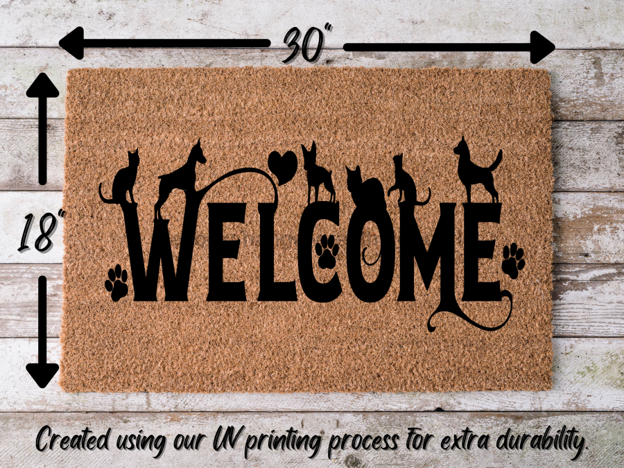 Funny Doormat, Coir Doormat, Welcome Mat, Housewarming Gift, Cats and Dogs Welcome Doormat, Cats and Dogs Front Door Doormat, Welcome Doormat, New Homeowner Gift DECOE-CM-091