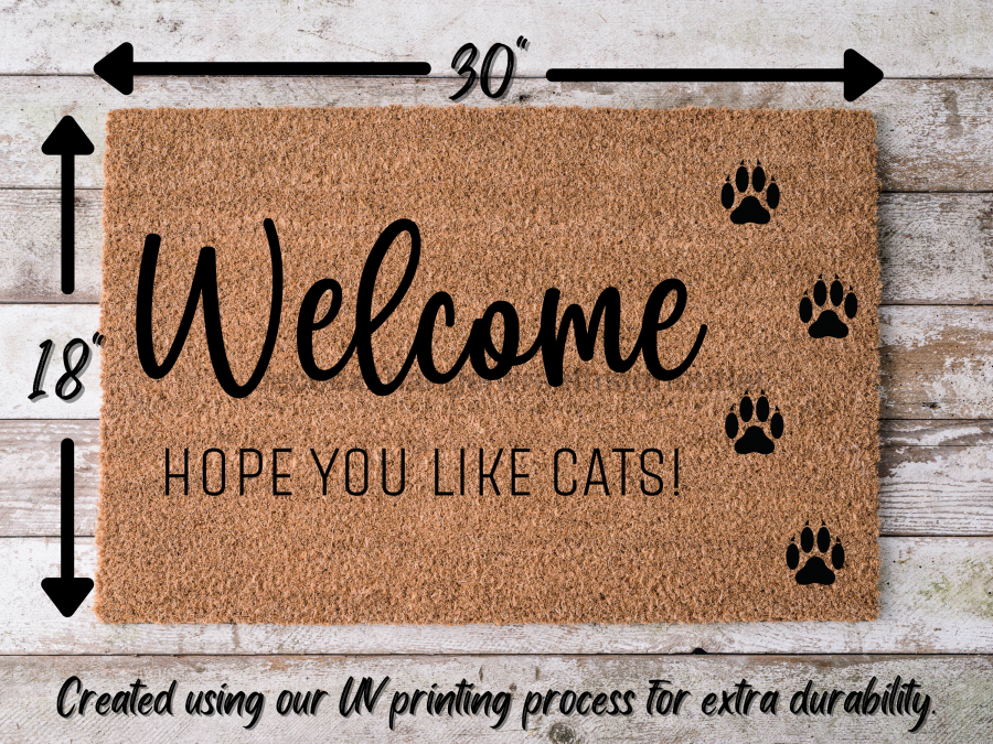 Funny Doormat, Coir Doormat, Welcome Mat, Housewarming Gift, Cats Welcome Doormat, Welcome, Hope You Like Cats! Front Door Doormat, Welcome Doormat, New Homeowner Gift DECOE-CM-099 - Tampa soil911.com