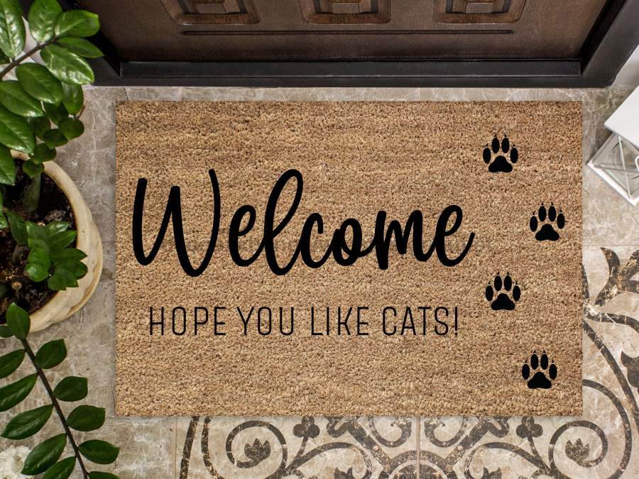 Funny Doormat, Coir Doormat, Welcome Mat, Housewarming Gift, Cats Welcome Doormat, Welcome, Hope You Like Cats! Front Door Doormat, Welcome Doormat, New Homeowner Gift DECOE-CM-099 - Tampa soil911.com