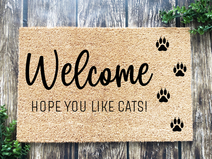 Funny Doormat, Coir Doormat, Welcome Mat, Housewarming Gift, Cats Welcome Doormat, Welcome, Hope You Like Cats! Front Door Doormat, Welcome Doormat, New Homeowner Gift DECOE-CM-099