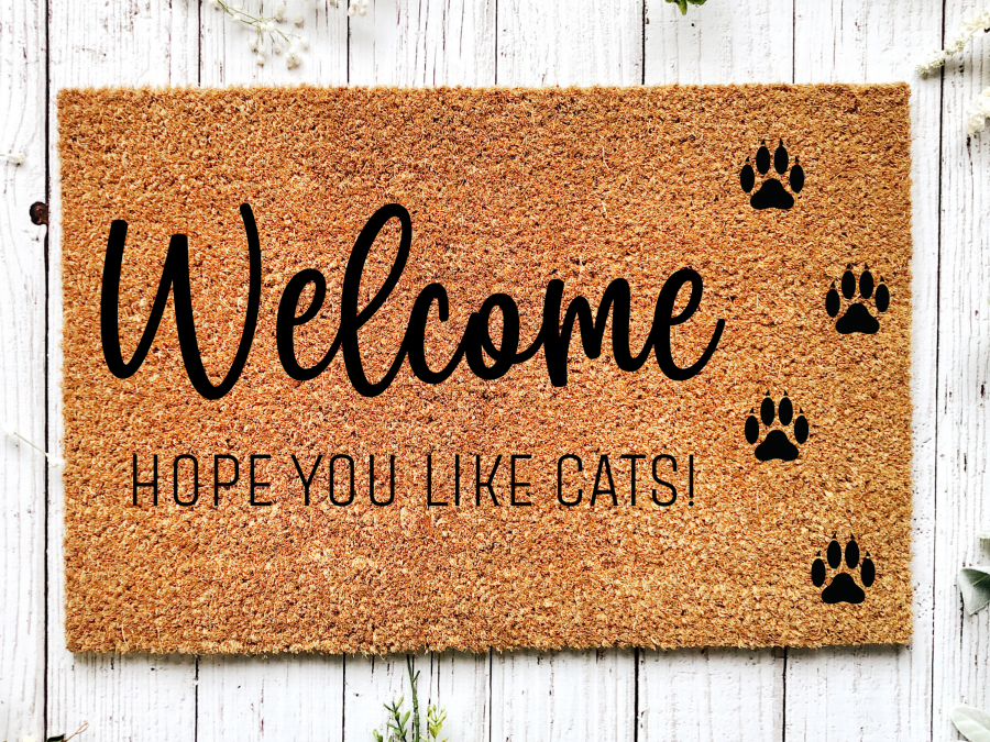 Funny Doormat, Coir Doormat, Welcome Mat, Housewarming Gift, Cats Welcome Doormat, Welcome, Hope You Like Cats! Front Door Doormat, Welcome Doormat, New Homeowner Gift DECOE-CM-099