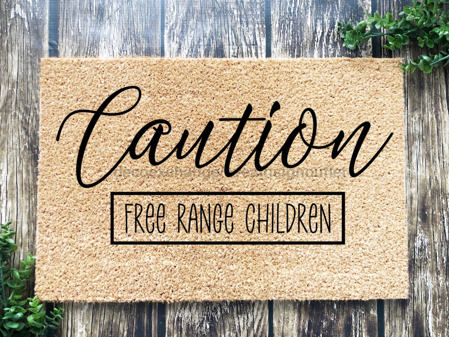 Funny Children Doormat "Caution: Free Range Children" Beware Children Doormat - Tampa soil911.com