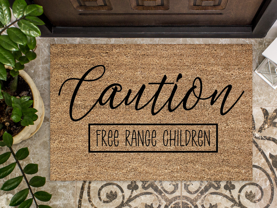 Funny Children Doormat "Caution: Free Range Children" Beware Children Doormat - Tampa soil911.com