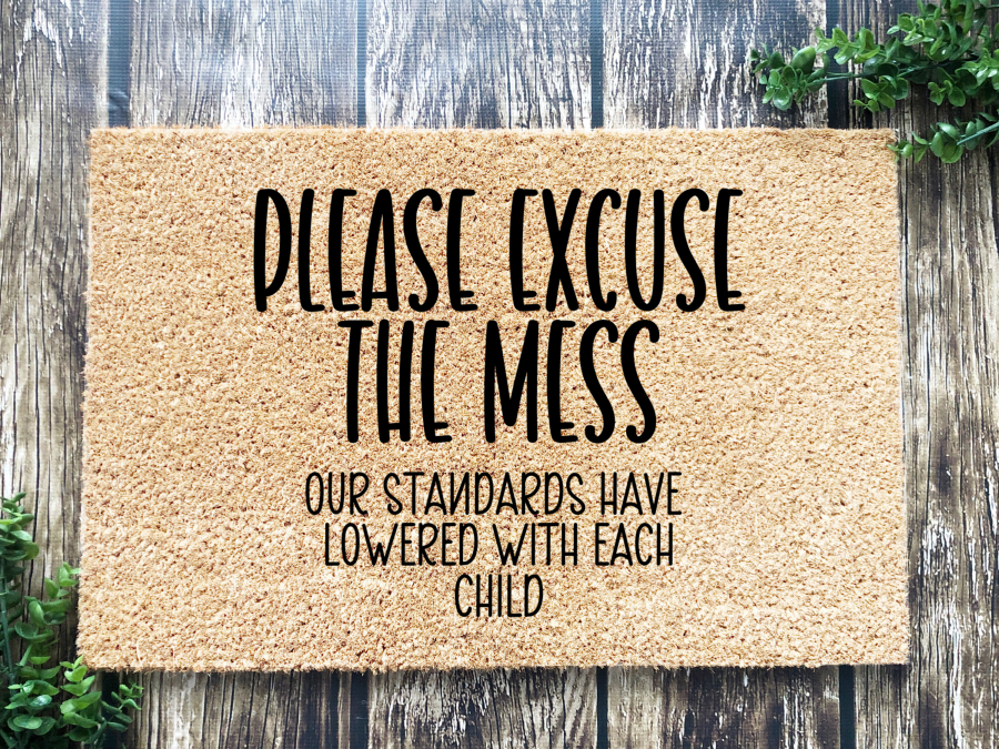 Funny Doormat, Coir Doormat, Welcome Mat, Housewarming Gift, Excuse the Mess Doormat, Front Door Doormat, Our Standards Lowered With Each Child Doormat, New Homeowner Gift DECOE-CM-124