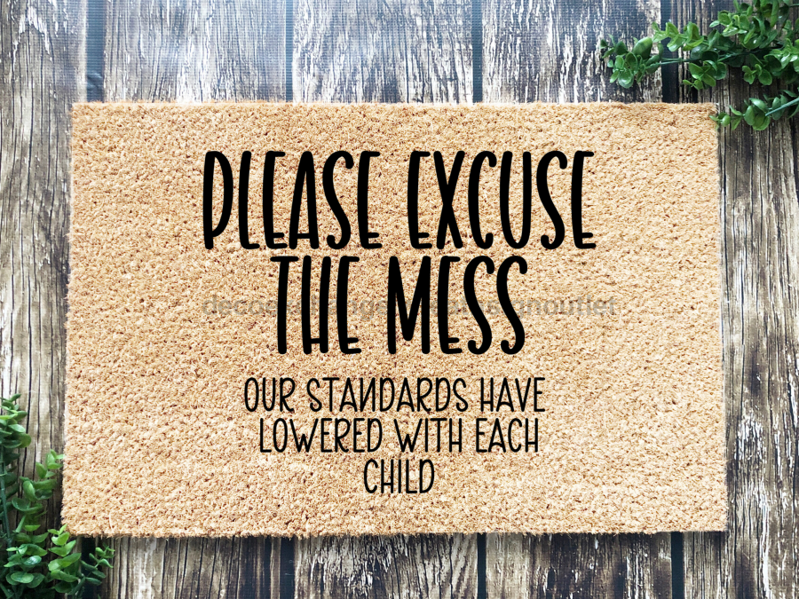 Funny Doormat, Coir Doormat, Welcome Mat, Housewarming Gift, Excuse the Mess Doormat, Front Door Doormat, Our Standards Lowered With Each Child Doormat, New Homeowner Gift DECOE-CM-124 - Tampa soil911.com