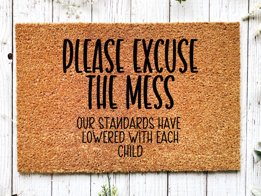 Funny Doormat, Coir Doormat, Welcome Mat, Housewarming Gift, Excuse the Mess Doormat, Front Door Doormat, Our Standards Lowered With Each Child Doormat, New Homeowner Gift DECOE-CM-124