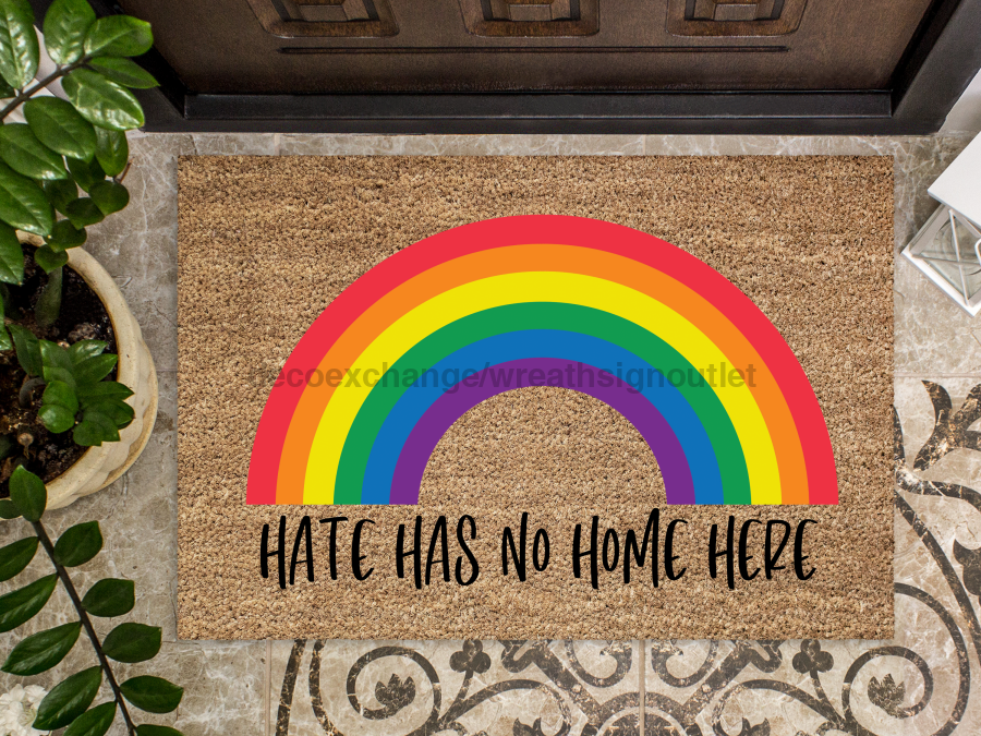 Funny Doormat, Coir Doormat, Welcome Mat, Housewarming Gift, Hate Has No Home Here Doormat, Front Door Doormat, Pride Doormat, New Homeowner Gift DECOE-CM-120