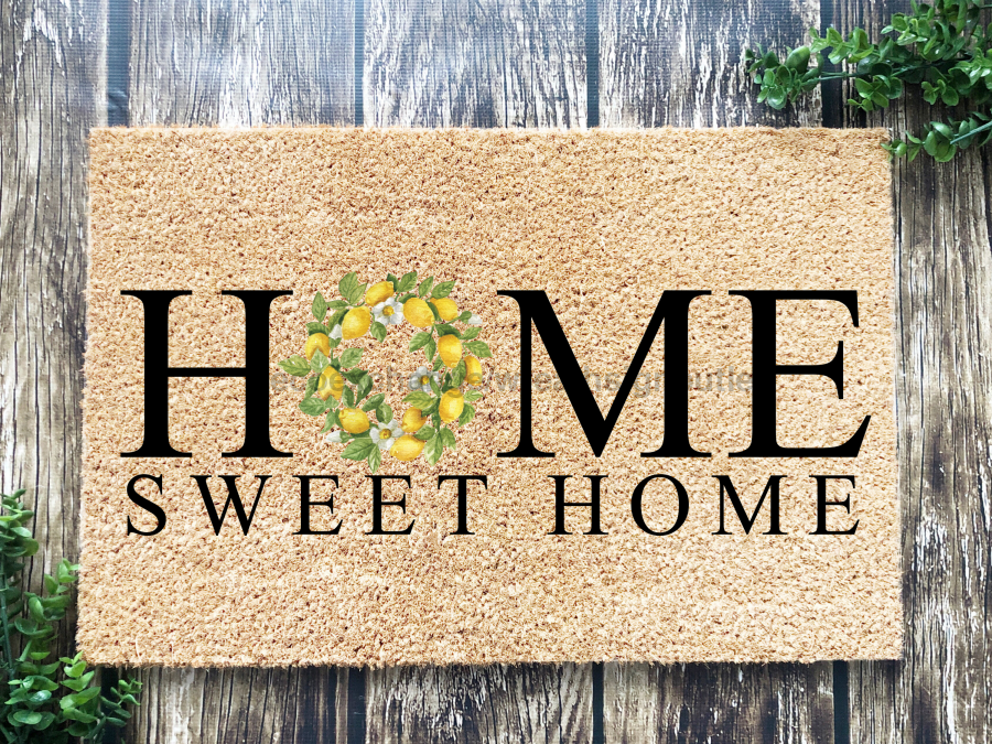 Paillasson "Home Sweet Home" Couronne de fleurs O dans Paillasson Home Sweet Home